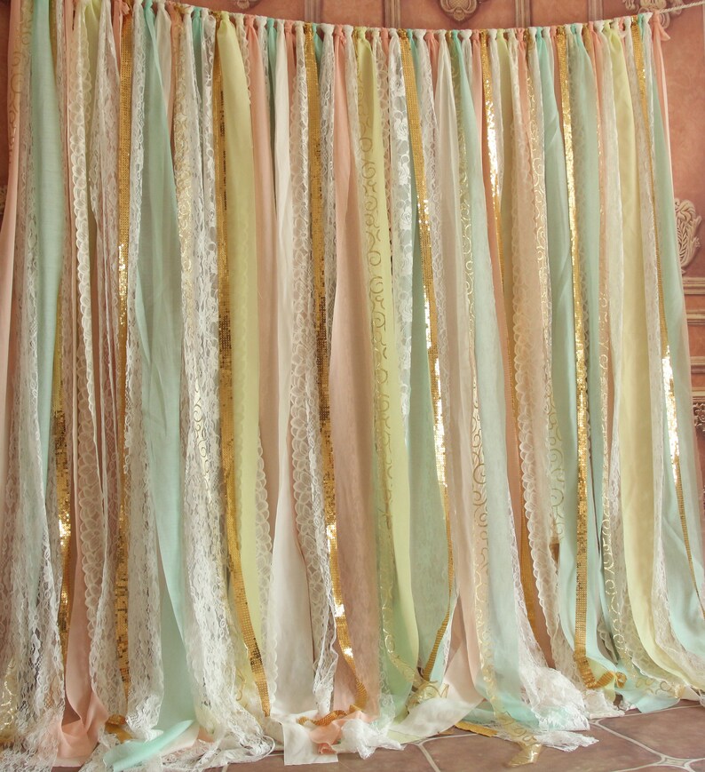 Coral Mint Fabric Lace Sparkly Wedding Ceremony Etsy