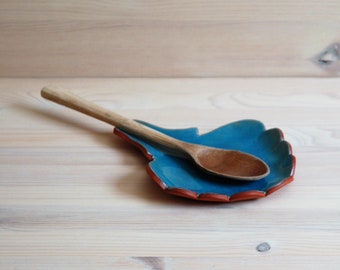 Turquoise Ceramic Spoon Rest, Candy Dish, Clay Spoon Rest, Pottery Spoon Rest, Hostess Gift Ideas, Kitchen Decor, Jewelry Holder Dish.