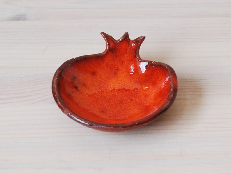 Ceramic small bowl, pomegranate bowl, orange bowl, serving dish, Ring Holder dish, Salt And Pepper Dish, Tea light holder, Holiday gift. image 1