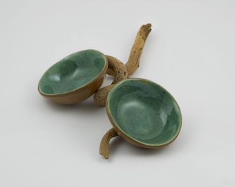 Green mini bowl, Ring holder, Ceramic trinket dish, Jewelry holder, Tea bag holder, Tea light candle holder.