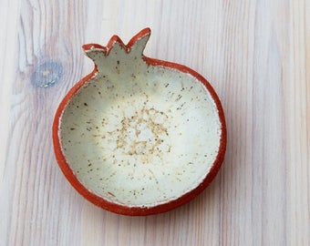 Ceramic small bowl, Pomegranate bowl, serving dish, Ring Holder dish, Trinket Dish, Holiday gift, Tea bag holder, Tea light holder.