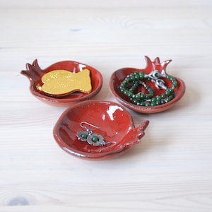 Ceramic bowl, small bowl, pomegranate bowl, red pomegranate, serving dish, Ring Holder, Trinket Dish, Jewish gifts, Rosh Hashana gift. image 5