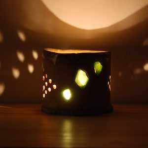 Farol de cerámica para velas, farol de cerámica, candelabro, luminaria, vidrio reciclado, decoración del hogar, ideas de regalos para anfitrionas, regalo de aniversario de bodas,