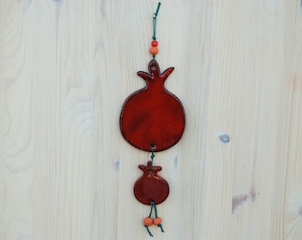 Ceramic Ornament, Red Pomegranate, Pomegranate Ornament, Wall hanging Decor, housewarming gift, jewish gift, Wall Decor, Wall Hanging.