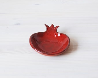 Ceramic bowl, small bowl, pomegranate bowl, red pomegranate, serving dish, Ring Holder, Trinket Dish, Jewish gifts, Rosh Hashana gift.