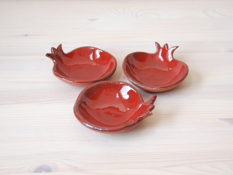 Ceramic bowl, small bowl, pomegranate bowl, red pomegranate, serving dish, Ring Holder, Trinket Dish, Jewish gifts, Rosh Hashana gift. image 4