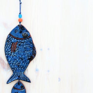 Ornamento pesce, pesce in ceramica, pesce azzurro, decorazione da parete, decorazione da spiaggia in ceramica, decorazione da spiaggia, regalo d'arte da spiaggia, decorazione da appendere alla parete, pesce decorativo