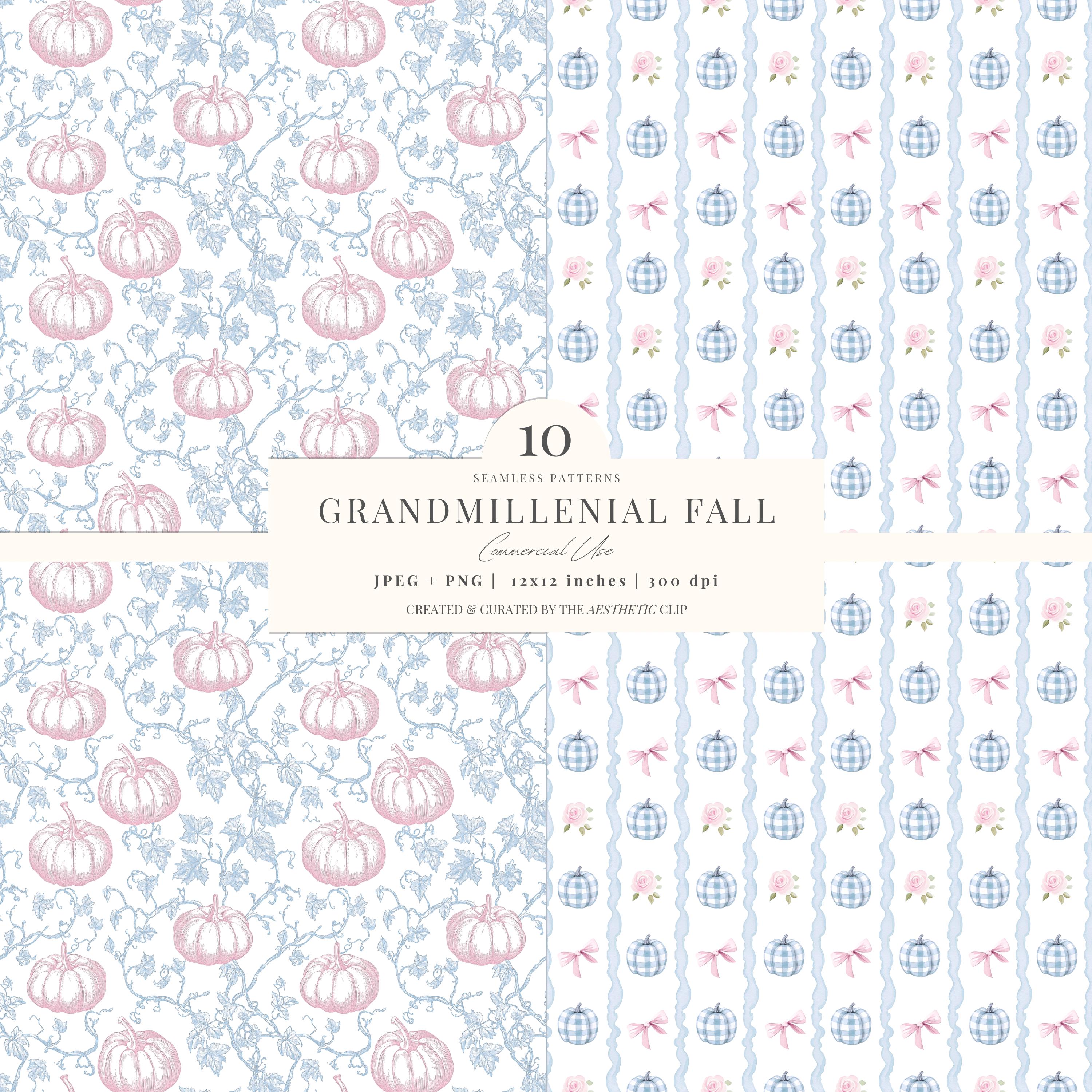 Fall Seamless Pattern | Preppy Pumpkin Digital Paper | Grandmillenial ...