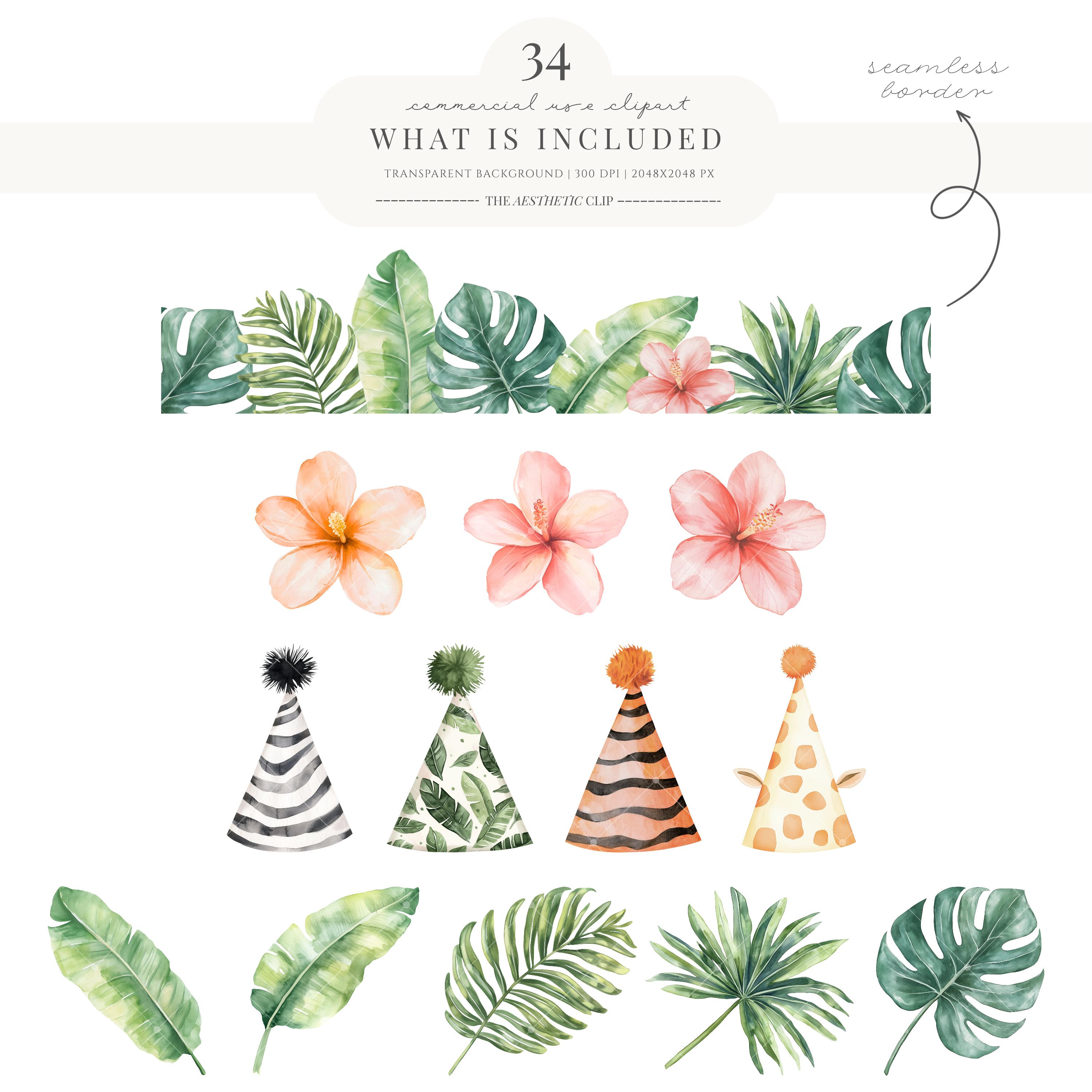 Safari Portraits Clipart | Wild Birthday Watercolour | Jungle Baby ...