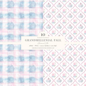 Fall Seamless Pattern | Preppy Pumpkin Digital Paper | Grandmillenial Fall Background | Autumn Toile De Juoy | 10 JPEG | PNG image 6
