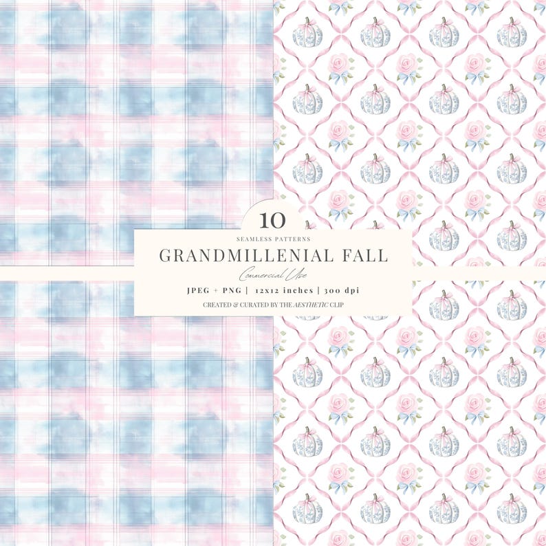 Fall Seamless Pattern | Preppy Pumpkin Digital Paper | Grandmillenial Fall Background | Autumn Toile De Juoy | 10 JPEG | PNG image 6