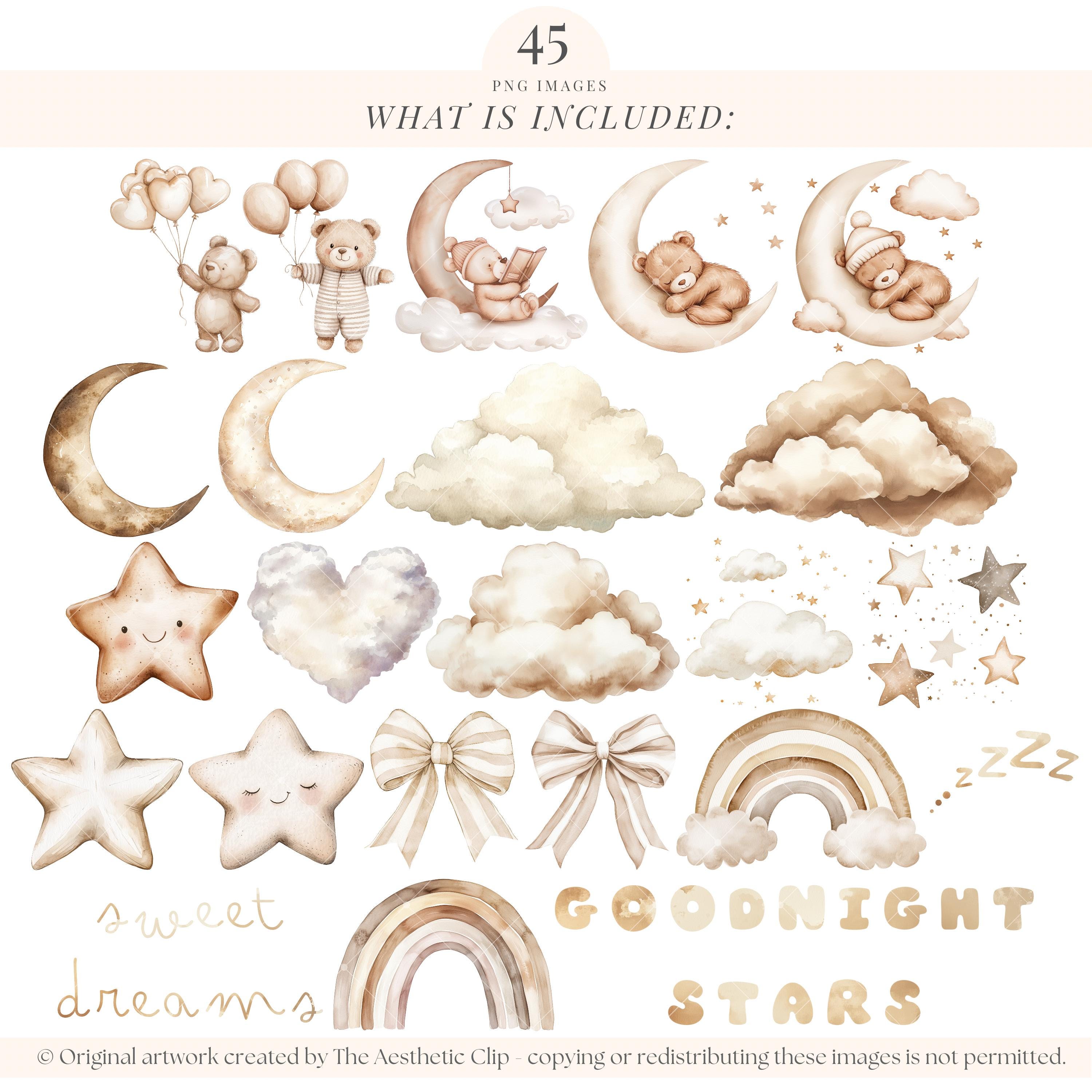 Watercolor Teddy Bear Clipart | Neutral Baby Shower Clipart | Beige ...