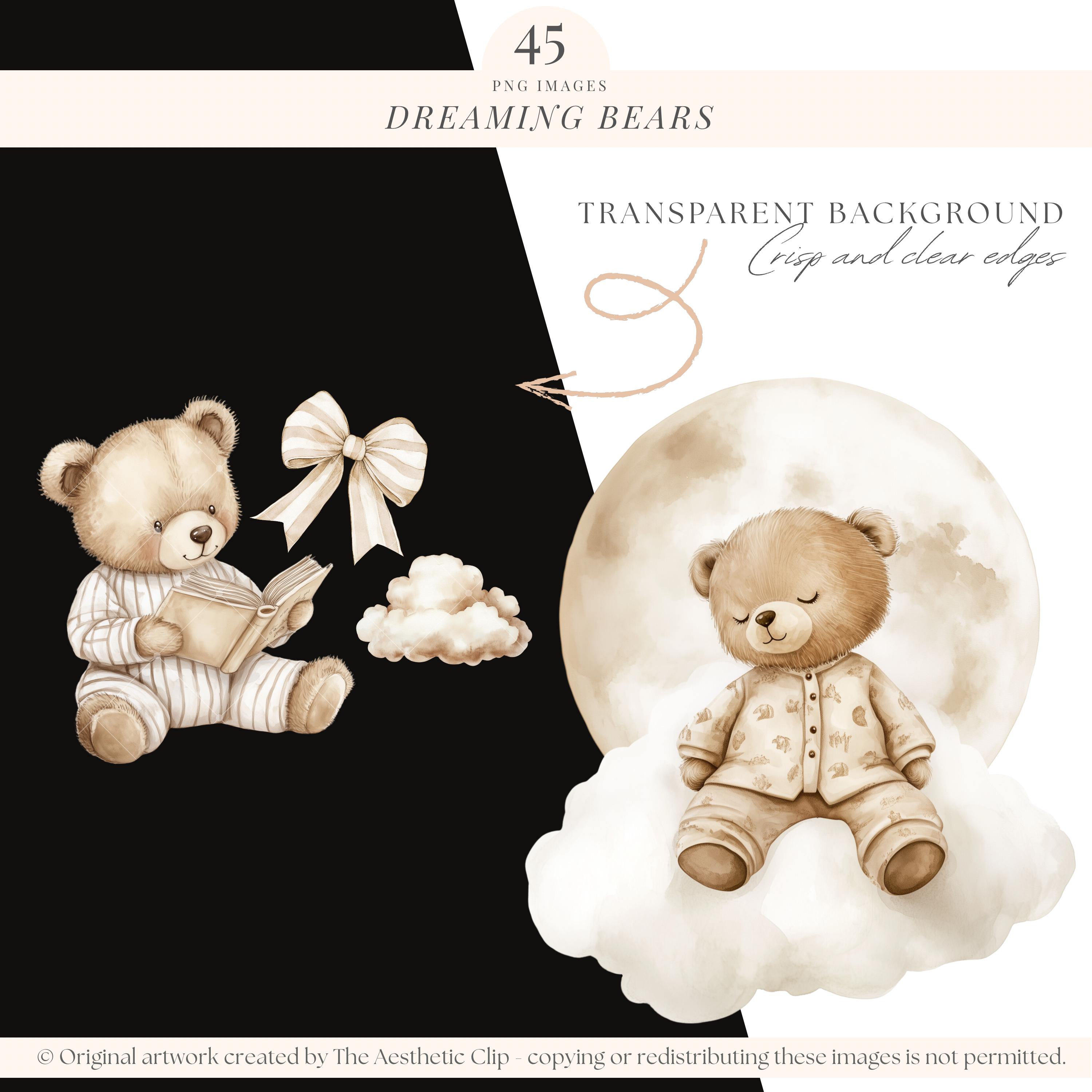 Watercolor Teddy Bear Clipart | Neutral Baby Shower Clipart | Beige ...