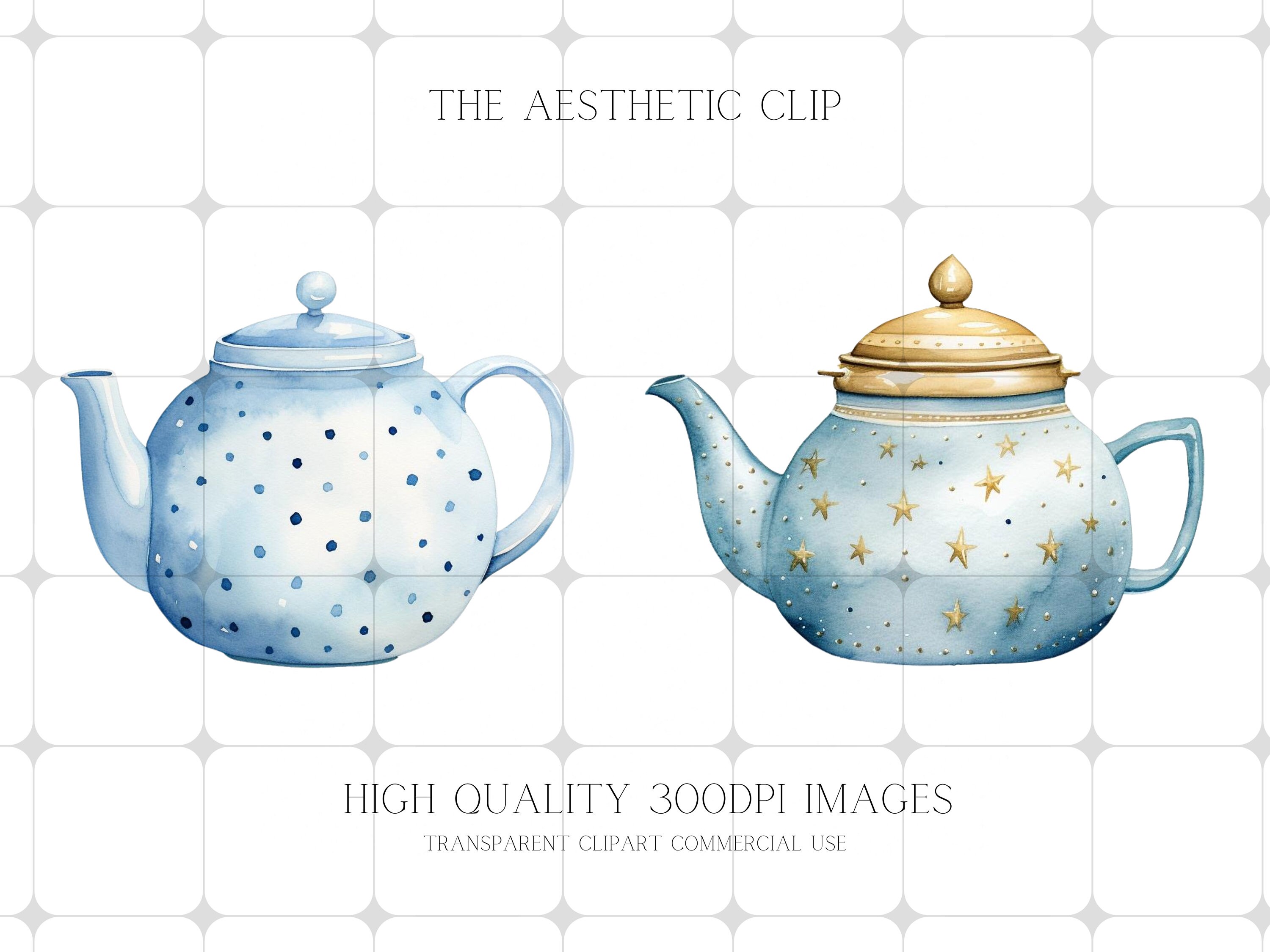 Blue Teapots Clipart Blue Tea Party PNG Bundle Picnic Etsy