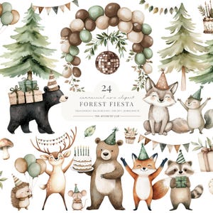 Boho Woodland Clipart | Forest Animals | Woodland Baby Shower | Kids Birthday Clipart |  Party Animals | 24 PNG