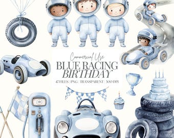 Race Car Clipart |  Blue Race Car Birthday | Blue Vintage Sports Car | Race Car Baby Shower | Blue Race Car  | Vehicle PNG | 47 PNG