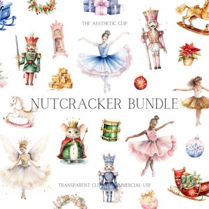 Nutcracker Christmas Clipart Bundle | 45 PNG | Watercolour Christmas | Nutcracker Clipart Bundle | Christmas Tree | Ballerina | Mouse King