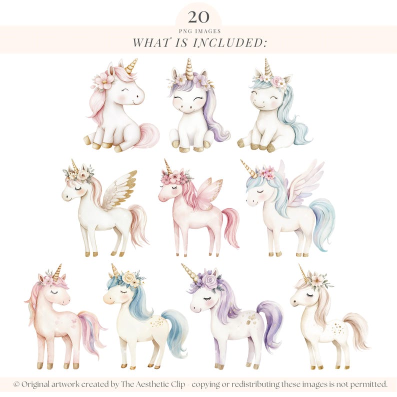 Unicorn Clipart | Pink Unicorn PNG | Watercolor Unicorn Clipart ...