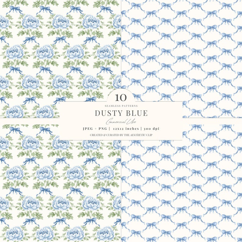 Blue Floral Seamless Paper, Digital Paper for Scrapbooking, Toile De ...