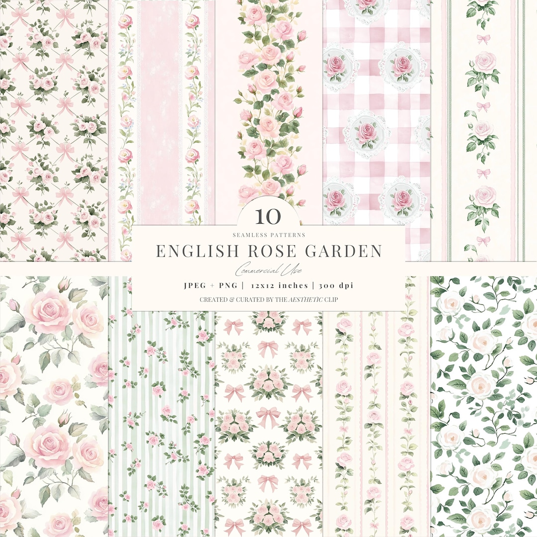 Rose Garden Digital Paper | Grandmillenial Pattern | Floral Paper ...
