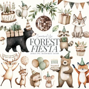 Boho Woodland Clipart | Woodland Birthday Clipart | Forest Animals | Woodland Baby Shower | Kids Birthday Clipart |  Party Animans | 24 PNG