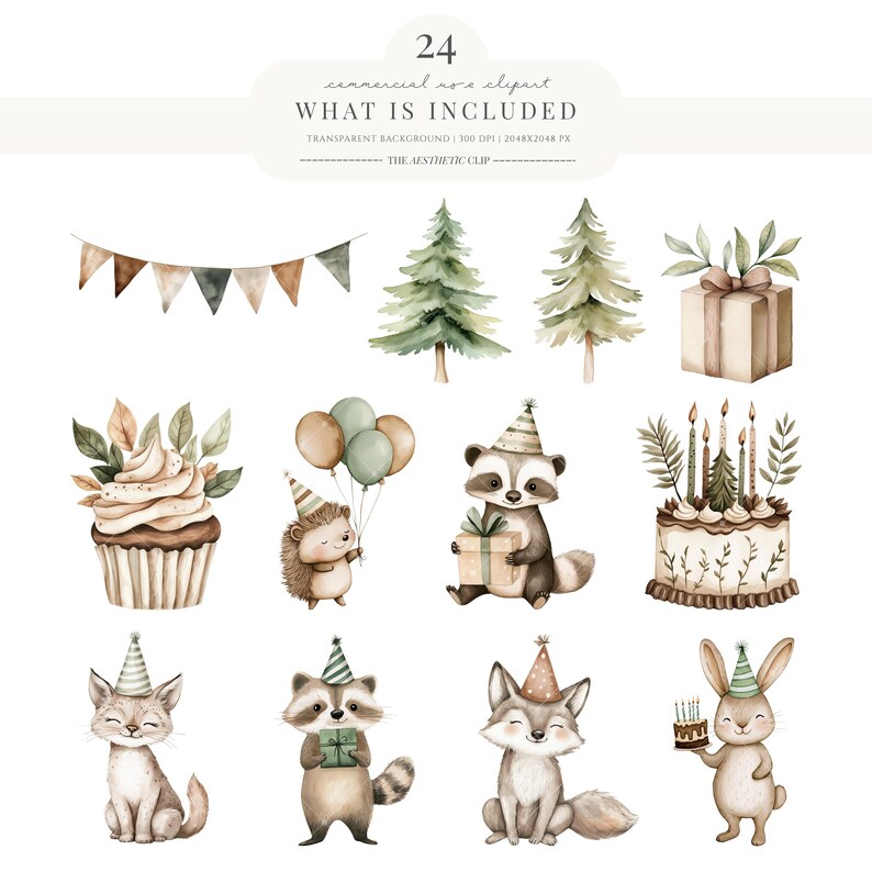 Boho Woodland Clipart | Forest Animals | Woodland Baby Shower | Kids ...