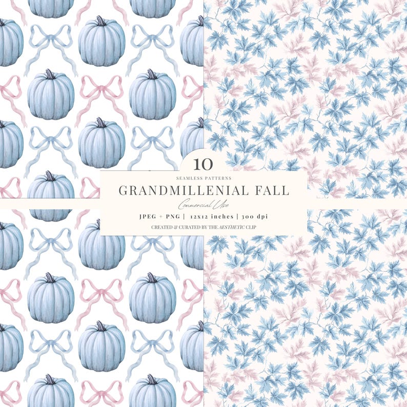 Fall Seamless Pattern | Preppy Pumpkin Digital Paper | Grandmillenial Fall Background | Autumn Toile De Juoy | 10 JPEG | PNG image 5