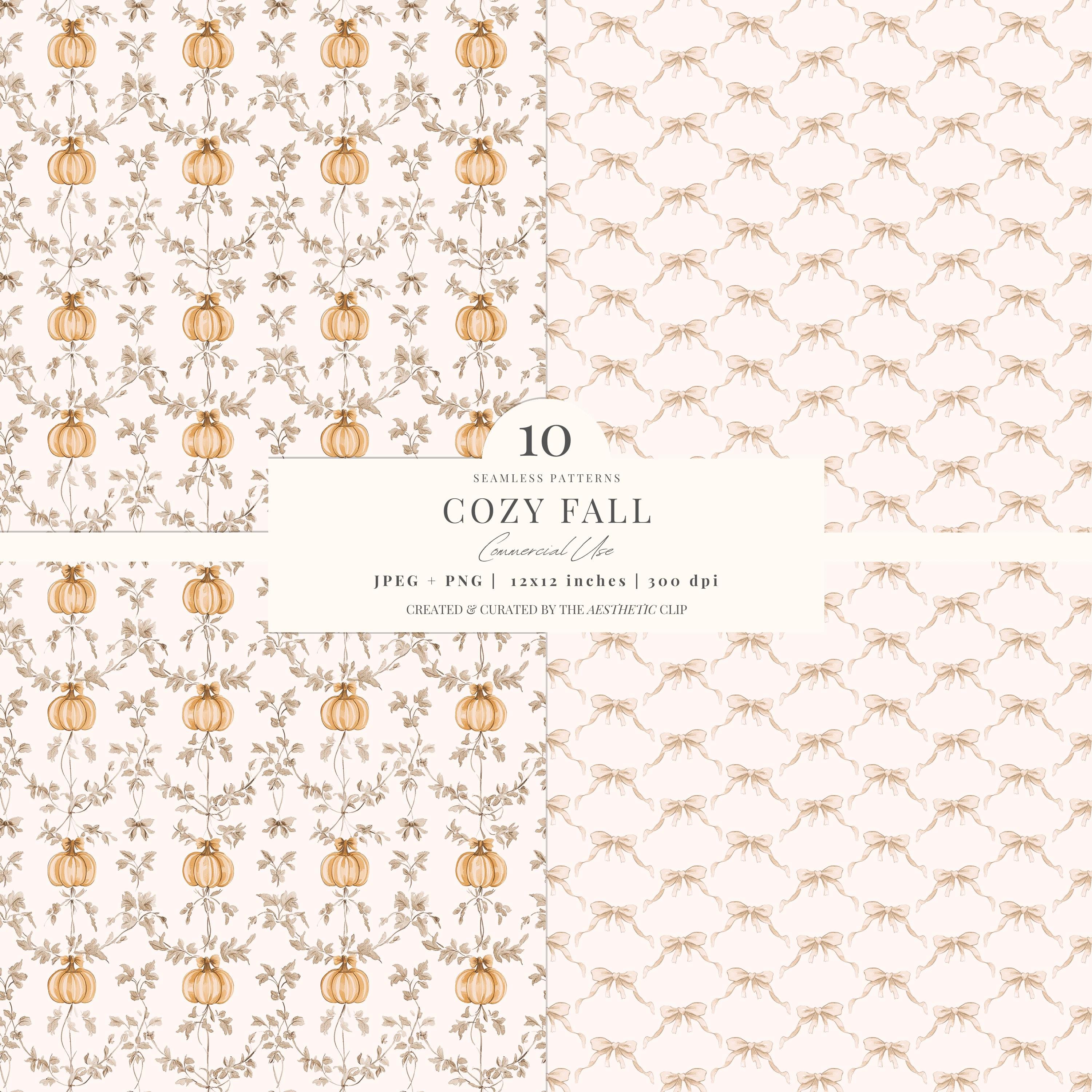 Fall Seamless Pattern | Cozy Autumn Digital Paper | Pumpkin Background ...