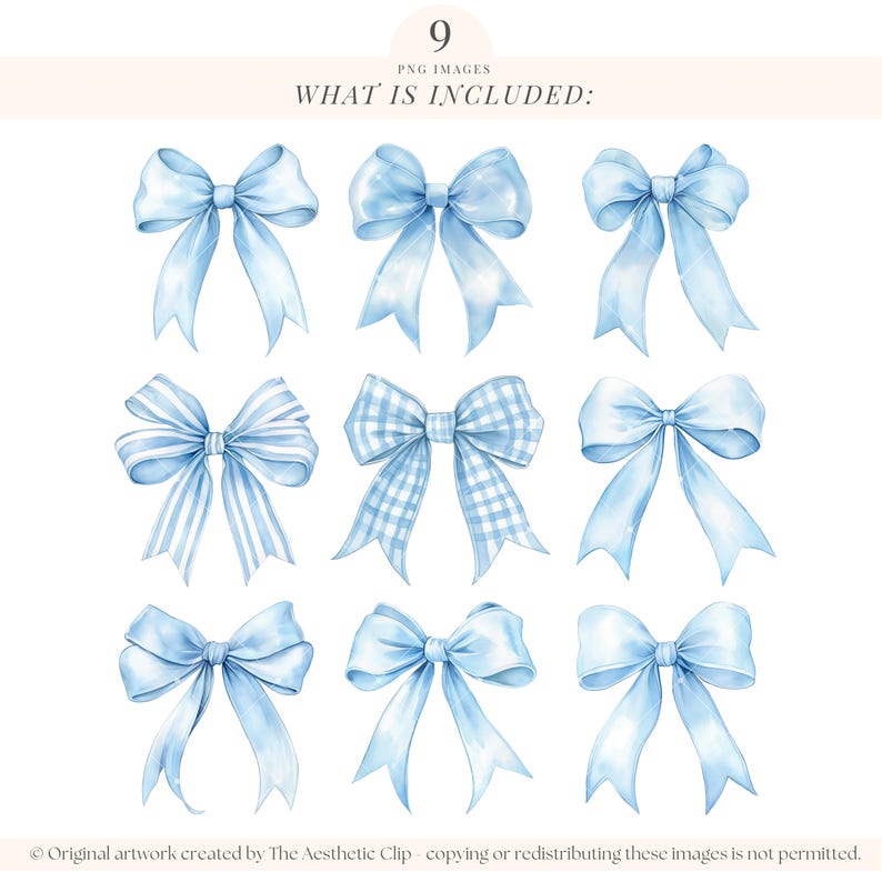 Blue Bow Clipart | Watercolor Bows | Coquette Bows Clipart | Blue Ribbon PNG | Baby Shower Clipart | Pastel Blue Bow | Soft Girl Era | 9 PNG image 2