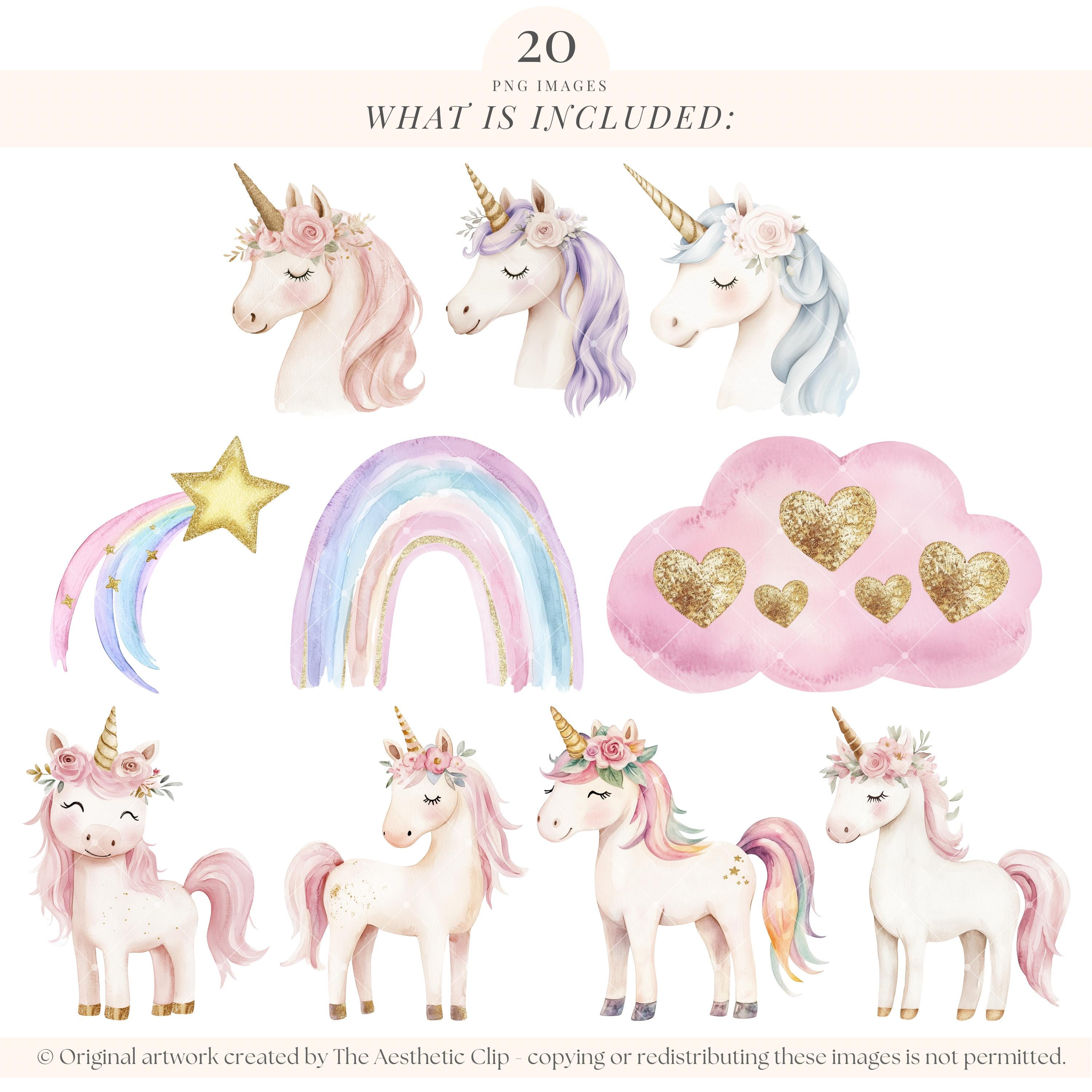 Unicorn Clipart | Pink Unicorn PNG | Watercolor Unicorn Clipart ...