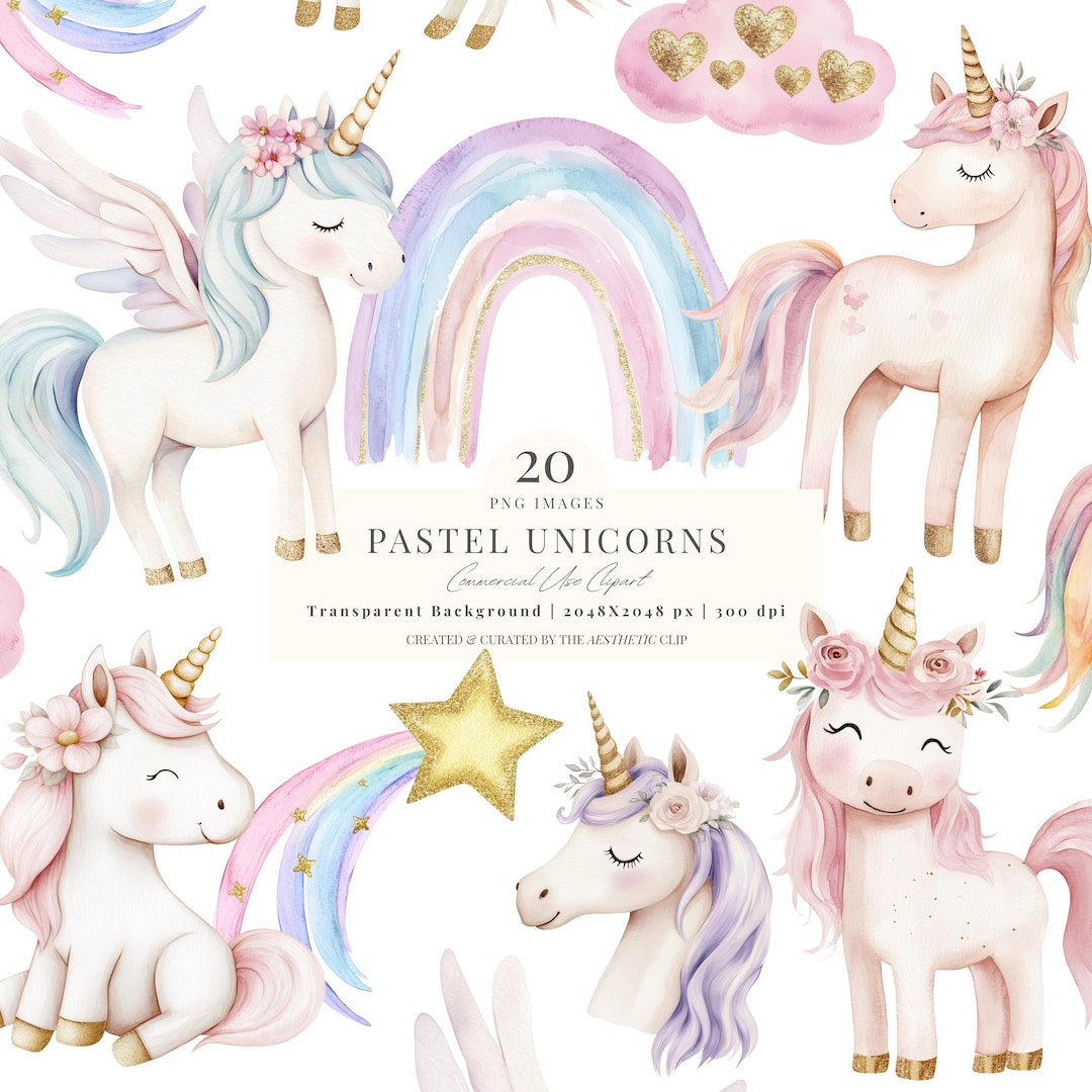 Unicorn Clipart | Pink Unicorn PNG | Watercolor Unicorn Clipart ...