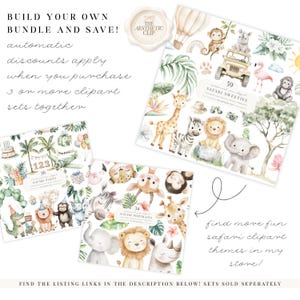Safari Clipart | Afrikanischer Dschungel Aquarell | Wild Baby Shower | Kinder Clipart | 59 PNG Bild 2
