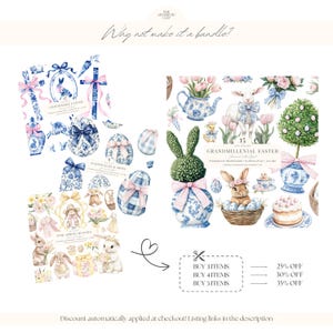 Pasen-clipart | Grandmillenial Pasen PNG | Toile Pasen | Chinoiserie, png-bestand | Cottagecore lente-clipart | Coquette Pasen | 15 png afbeelding 2