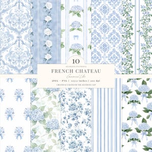 Papier numérique français | Motif grand-millénaire | Papier Toile de Juoy | Téléchargement numérique | Cottagecore sans couture | Album | 10 JPEG | PNG