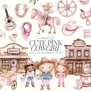 Pink Cowgirl Clipart | Niedliches Cowgirl PNG | Baby Mädchen Western Clipart | Wilder Westen | Baby Shower |Aquarell Cowgirl | Cowgirl Kinderzimmer | 55 PNG