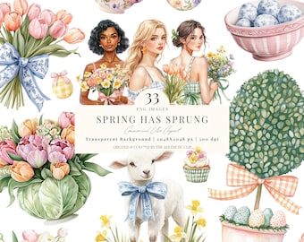 Easter Clipart | Grandmillenial Easter PNG | Spring Planner PNG | Cottagecore Spring Clipart | Coquette Easter | Easter Eggs | 33 PNG