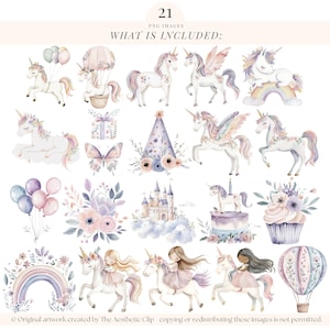 Unicorn Clipart | Unicorn PNG | Watercolor Unicorn Clipart | Unicorn Party | Unicorn Baby Shower | Baby Unicorn | Princess Clipart | 21 PNG image 2