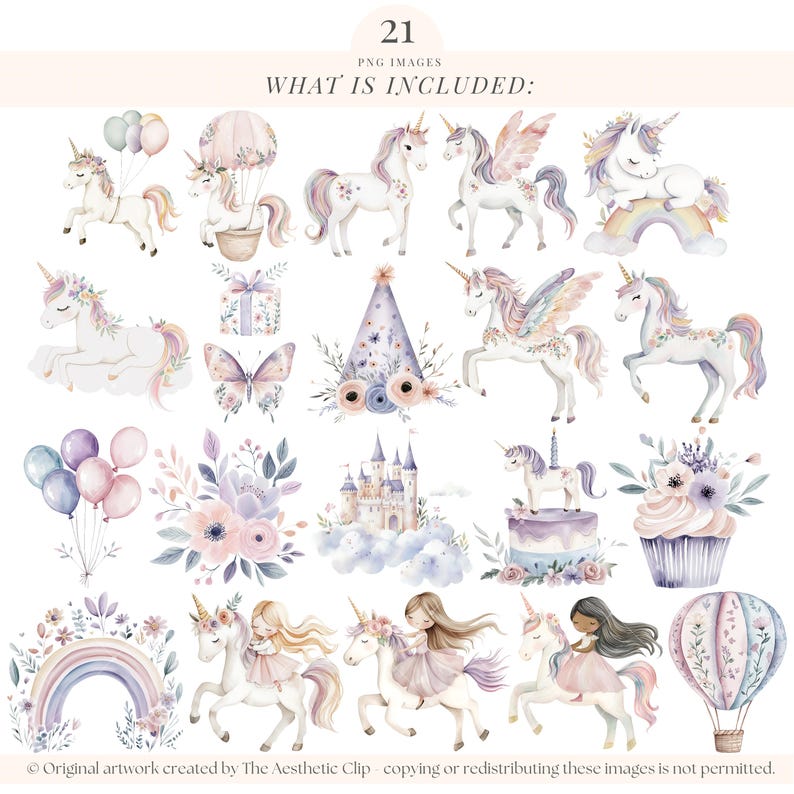 Unicorn Clipart | Unicorn PNG | Watercolor Unicorn Clipart | Unicorn Party | Unicorn Baby Shower | Baby Unicorn | Princess Clipart | 21 PNG image 2