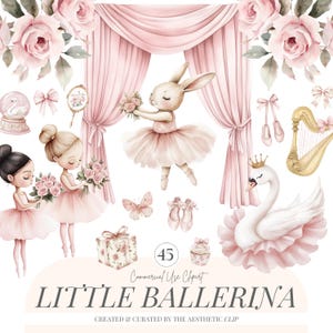 Watercolor Ballerina Clipart | Pink Swan Lake Png | Ballerina Clipart | Pink Ballet Birthday | Bunny | Tutu | Bear | Ballet Shoes | 45 PNG