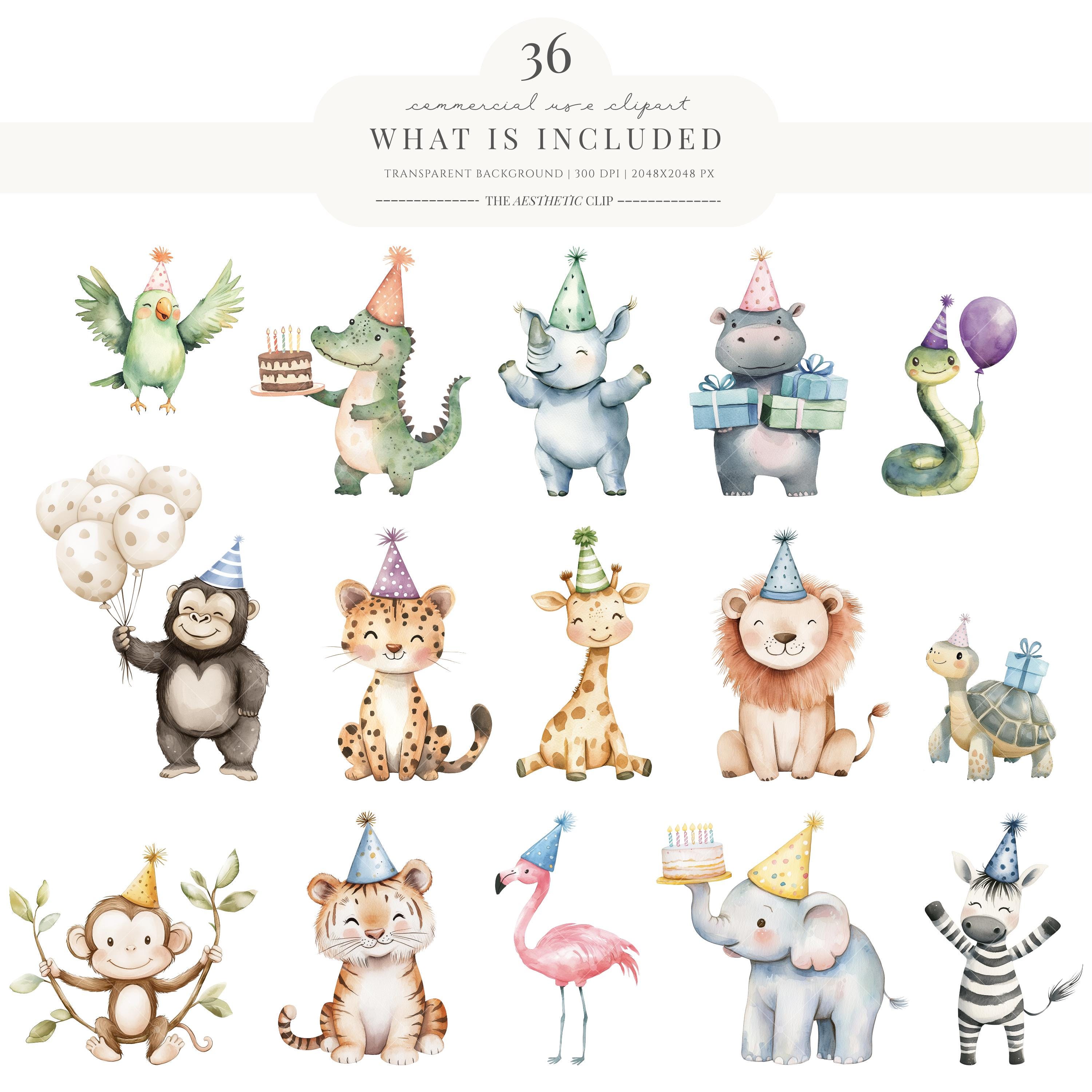 Safari Birthday Clipart | Jungle Watercolour | Wild Baby Shower ...