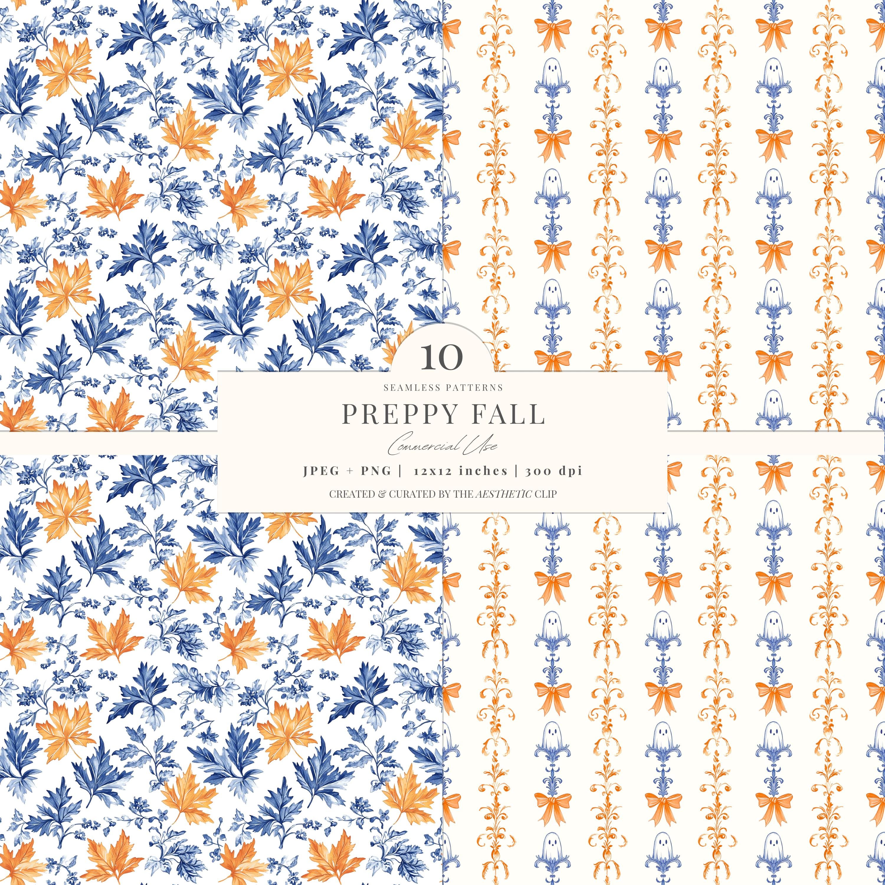 Autumn Seamless Pattern | Preppy Halloween Digital Paper | Pumpkin ...