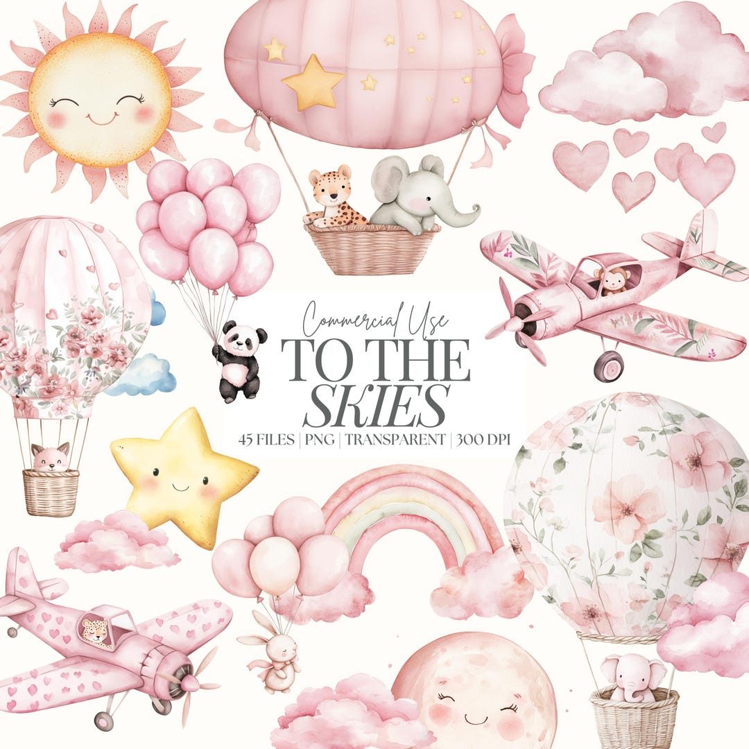 Pink Nursery Clipart | Watercolor New Baby Clipart | Pink Baby Shower ...