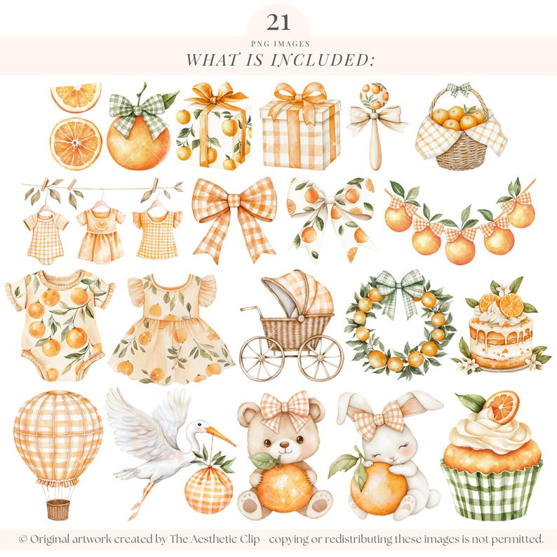 Little Cutie Baby Shower | Oranges PNG | Citrus Clipart | Orange Baby Shower Png | Summer Baby Shower | Tangerine | 21 PNG image 2