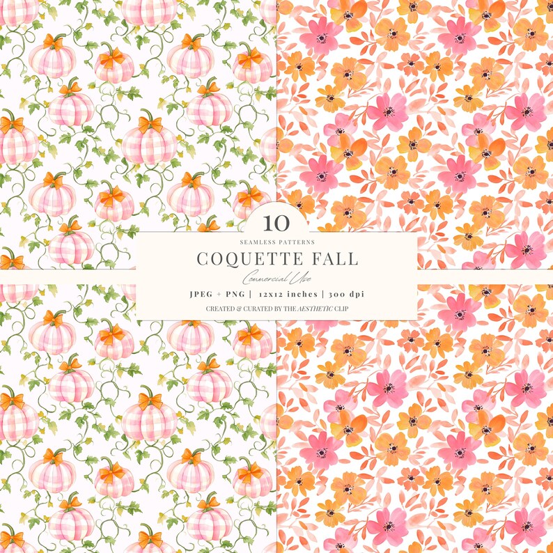 Pink Fall Seamless Pattern | Preppy Autumn Digital Paper | Coquette ...