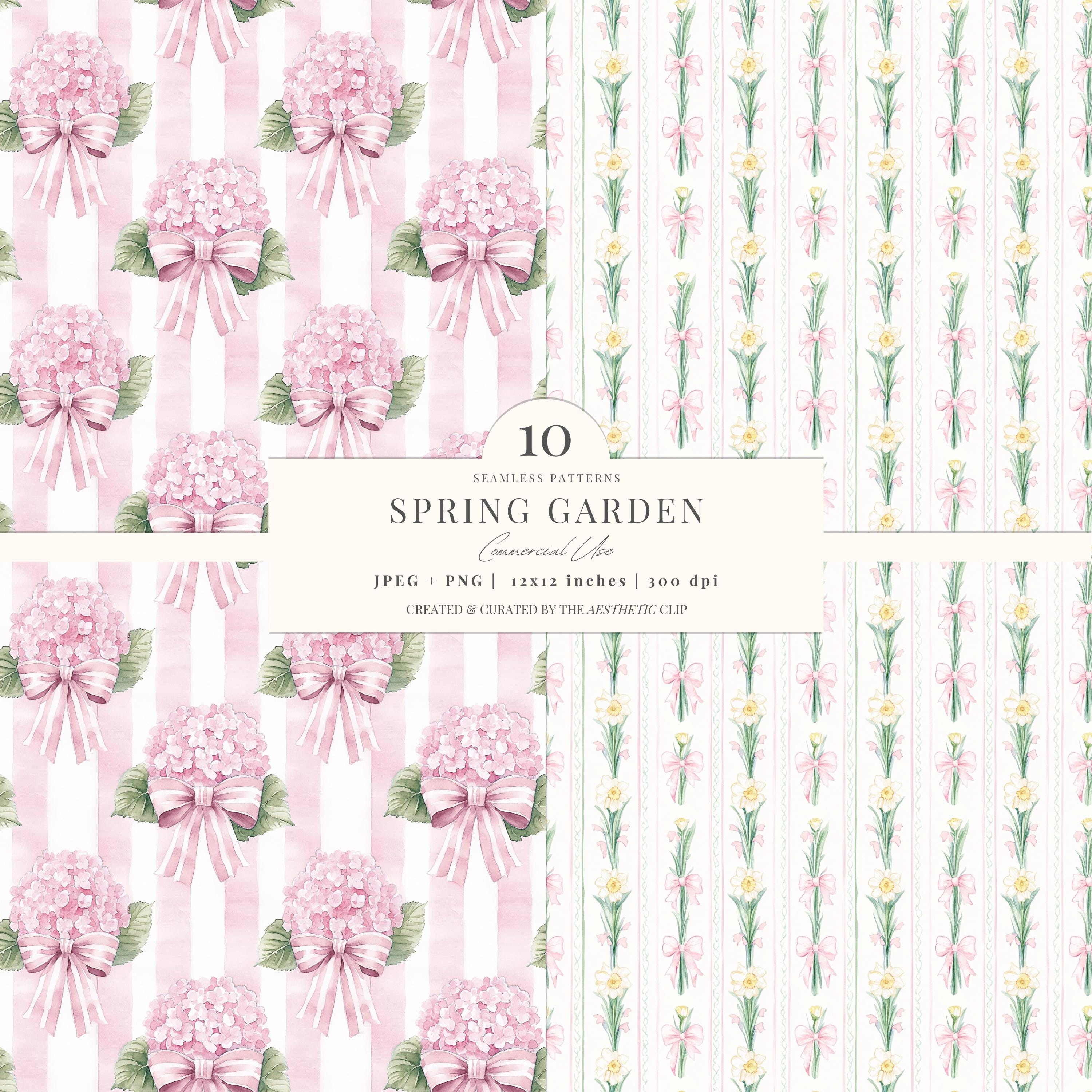 Recency Style Paper Grandmillenial Digital Paper | Spring Floral Pattern | Regency-style ...