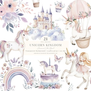 Unicorn Clipart | Unicorn PNG | Watercolor Unicorn Clipart | Unicorn Party | Unicorn Baby Shower | Baby Unicorn | Princess Clipart | 21 PNG image 1