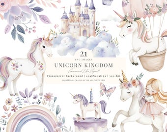 Unicorn Clipart | Unicorn PNG | Watercolor Unicorn Clipart | Unicorn Party | Unicorn Baby Shower | Baby Unicorn | Princess Clipart | 21 PNG