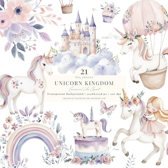 Unicorn Clipart | Unicorn PNG | Watercolor Unicorn Clipart | Unicorn Party | Unicorn Baby Shower | Baby Unicorn | Princess Clipart | 21 PNG
