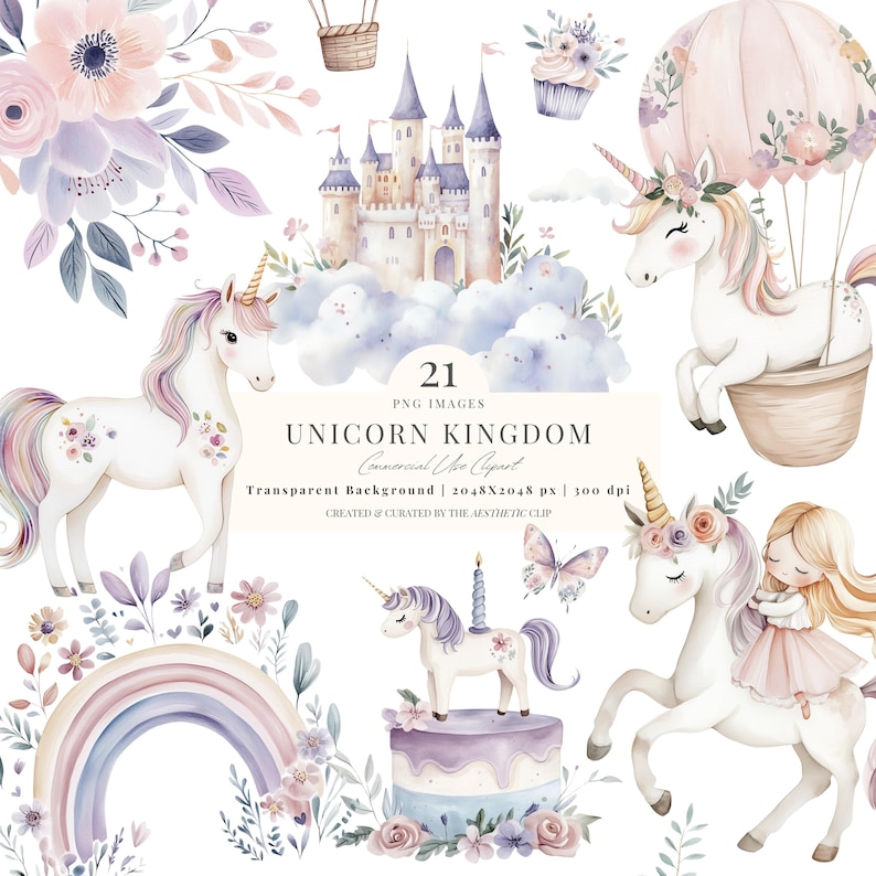 Unicorn Clipart | Unicorn PNG | Watercolor Unicorn Clipart | Unicorn Party | Unicorn Baby Shower | Baby Unicorn | Princess Clipart | 21 PNG image 1