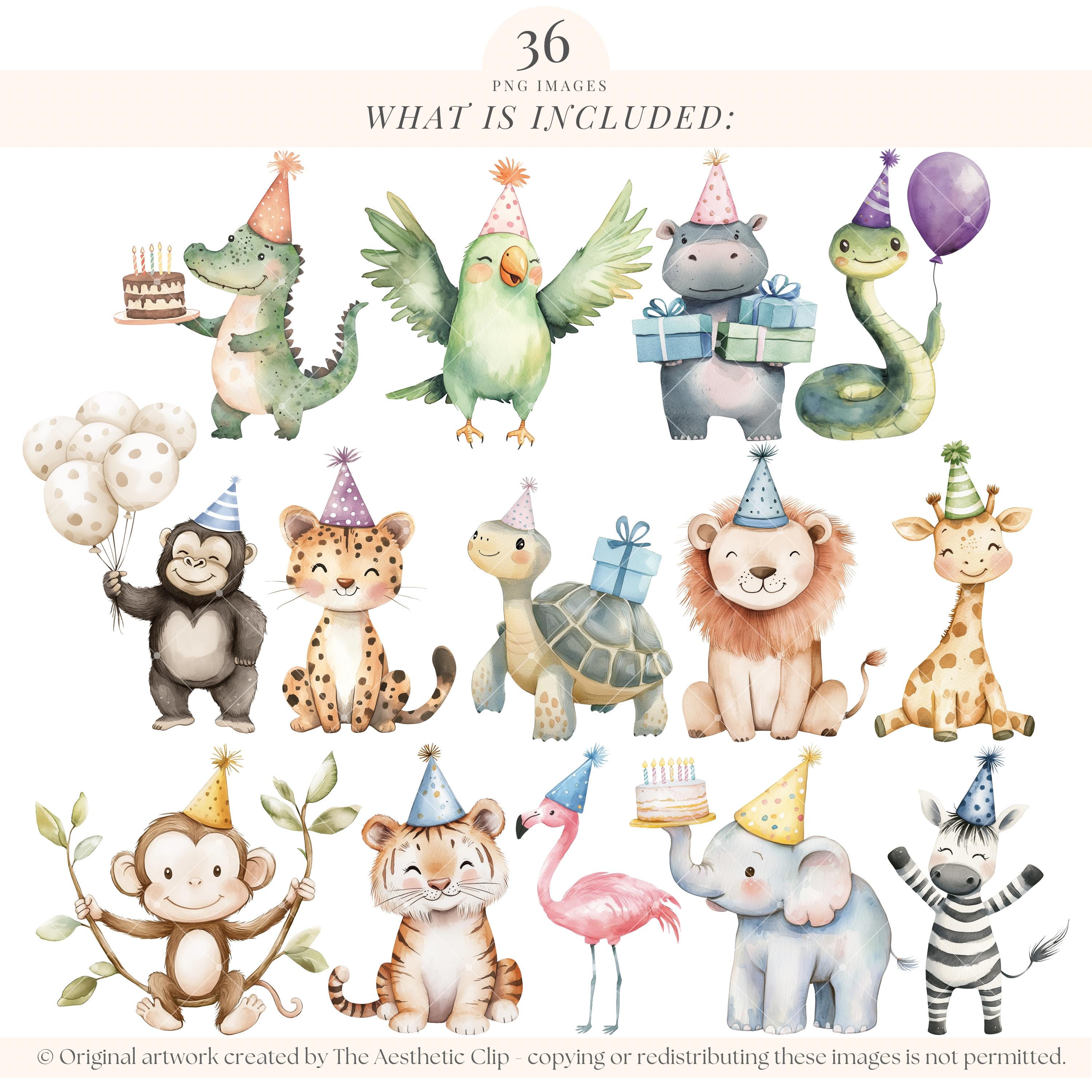 Safari Birthday Clipart | Cute Jungle PNG | Boho Jungle Clipart | Baby ...